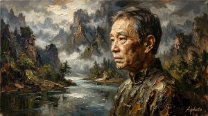 山水油画光影交织