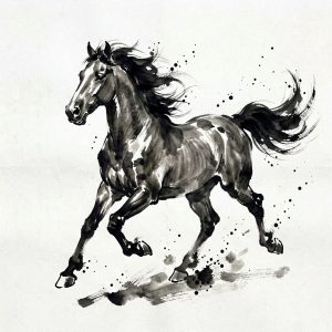 抽象水墨奔马，气韵生动