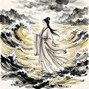 水墨黄河波澜壮阔